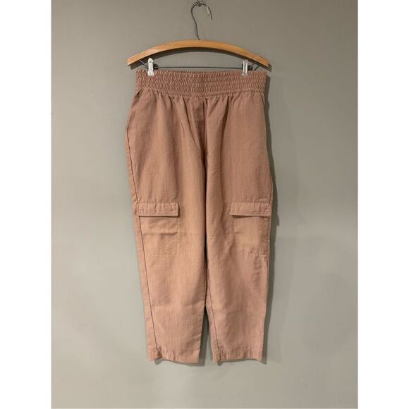 ZARA Wide Leg Textured Cargo‎ Pants Pink Size Large - Picture 1 of 6